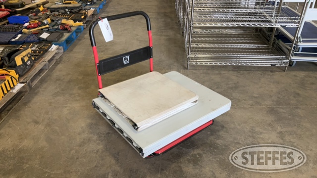Wellmax rolling 36"x24" shop cart & (2) plastic folding tables